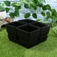 thumbnail image 4 of Raindrops 1 Set of Plastic Small Flowerpots Planter Box Succulent Bonsai Pot With Tray for Windowsill Garden (Black Tray and Pot), 4 of 8