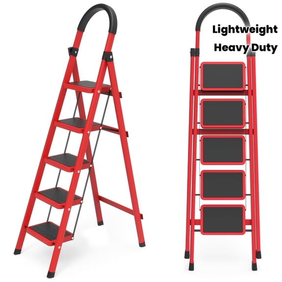 Heavy-Duty 5-Step Portable Folding Ladder, 330lb Capacity Non-Slip for Home & Industrial. Perfect Gift For 2026.
