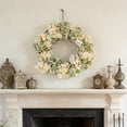 thumbnail image 2 of 16.54 Inch Artificial Daisy Wreath with Lavender Accents Rustic Floral Wreath for Front Door Wall Decor Spring Summer Home Wedding Farmhouse Decor, 2 of 6