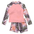 thumbnail image 1 of Kid Girls Swimwear Rash Guard Set Striped Ruffle Sun Protection Long Sleeve Summer Bathing Suit for Kids 10-11 Years, 1 of 5