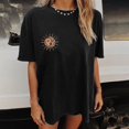 thumbnail image 1 of Pntutb Blusa de manga corta informal con estampado de sol y luna vintage para mujer Pntutb Pntutb-47, 1 of 1