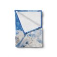thumbnail image 2 of Mountain Soft Flannel Fleece Blanket, Mountain Landscape Ski Slope Winter Seasonal Sport Telfer and Snowboarding Image, Cozy Plush for Indoor and Outdoor Use, 50" x 60", White Blue, by Ambesonne, 2 of 6