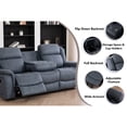 thumbnail image 3 of Hybition 3 Piece Fabric Reclining Living Room Set with Cup Holders Storage Grey, 3 of 8
