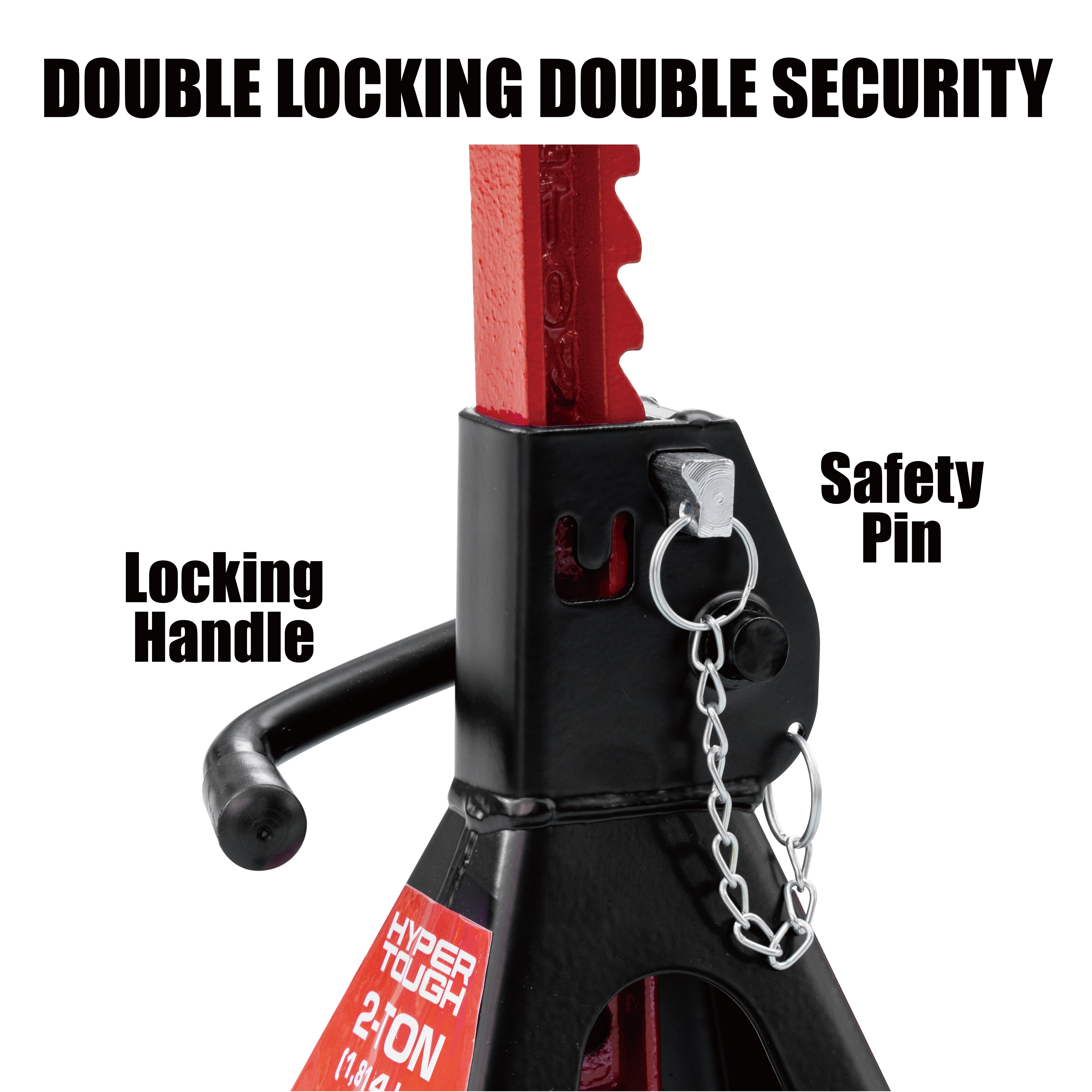 Hyper Tough T42001CW 2 Ton Double Locking Steel Jack Stand, Black