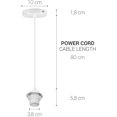 thumbnail image 2 of 2x White electric cable for lamp - Cable with E27 socket and fixing ring - Suspension mount for ceiling light fixture, 2 of 5