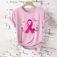 thumbnail image 4 of VKOYWKM Pink Ribbon T Shirt for Women Breast Cancer Awareness Shirts Short Sleeve Inspirational T-Shirts Loose Fit Crew Neck Breast Cancer Tee Tops, 4 of 5