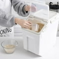 thumbnail image 2 of 25LB Large Flour Storage Container Bin ,2 Pack Airtight Plastic with Wheels Seal Locking Lid Dispenser Organizer Storage Bin with Measuring Cup & Scoop for Flour, Rice, Grain 50LBS Total, 2 of 15
