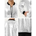 thumbnail image 6 of INSPIRE CHIC Men's Jackets Long Sleeve Zipper Glitter Bomber Jacket Coats L Silver, 6 of 6