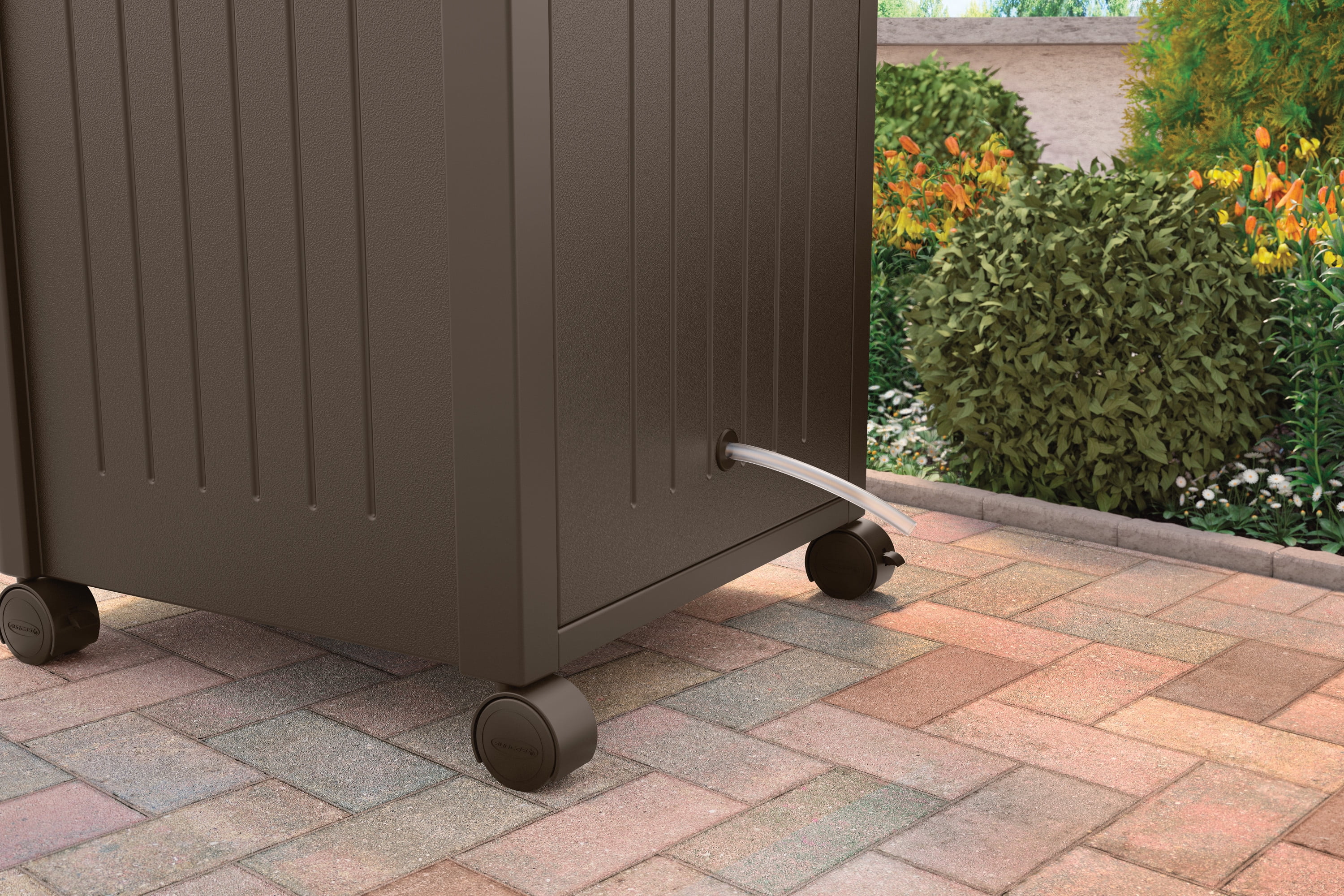 Suncast 77 qt. Resin Wicker Outdoor Cooler Station® Patio Cooler, Java Brown