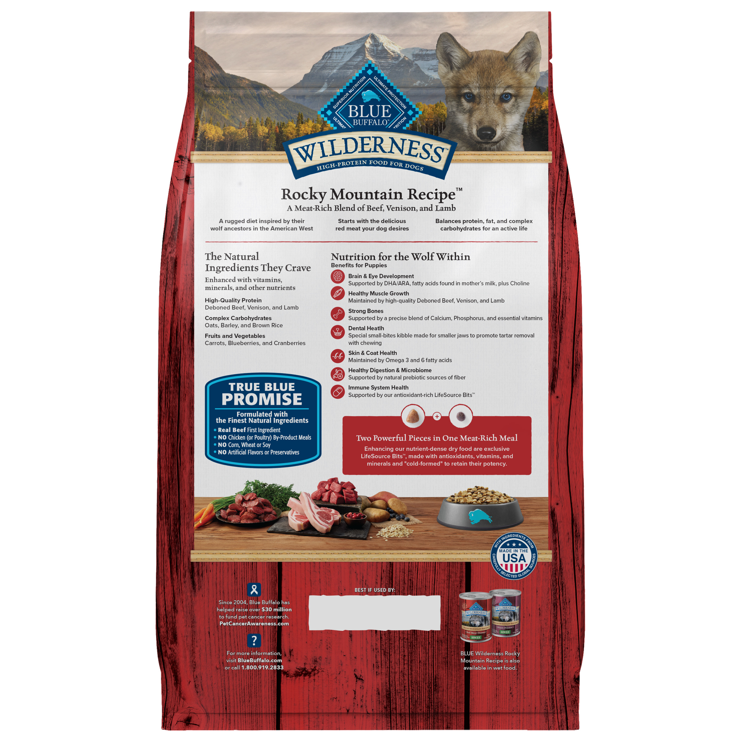 Blue Buffalo Wilderness Red Meat & Whole Grains Puppy Food, 4.5 lb photo 2