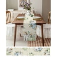 thumbnail image 3 of Fall Sage Green Blue Burlap-Cotton Table Runner 120 Inches Long,Thanksgiving Pumpkins Eucalyptus Retro Beige Farmhouse Table Runners,Outdoor Dining Tablecloths for Baby Shower Party Wedding 13x120, 3 of 9