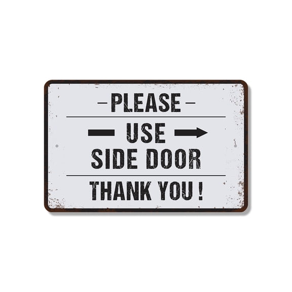 Please Use Side Door 13 Inch x 20 Inch Novelty Plastic Sign Front Entry Closed Use Side Durable Weatherproof Perfect for Shops Offices Homes Fun Gift for Homeowners Business Owners