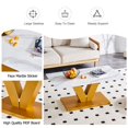 thumbnail image 5 of Glass Coffee Table, Modern Tempered Glass Tabletop and MDF Legs Small Modern Coffee Table Use for Living Room and Dining Room(White and Gold), 5 of 10