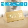 thumbnail image 2 of Wooden Alarm Clock, Wood Alarm Clock Smart LED Digital Clock for Bedroom/desks, Upgraded with Time Temperature, Adjustable Brightness and Voice Control, Humidity Displaying - Bamboo, 2 of 5
