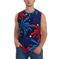 thumbnail image 1 of Fotbe Red White Blue Fireworks Men's Camiseta sin Mangas Estampada para Hombres, Playera Casual para Gimnasio, Entrenamiento, Playa-Medium, 1 of 7