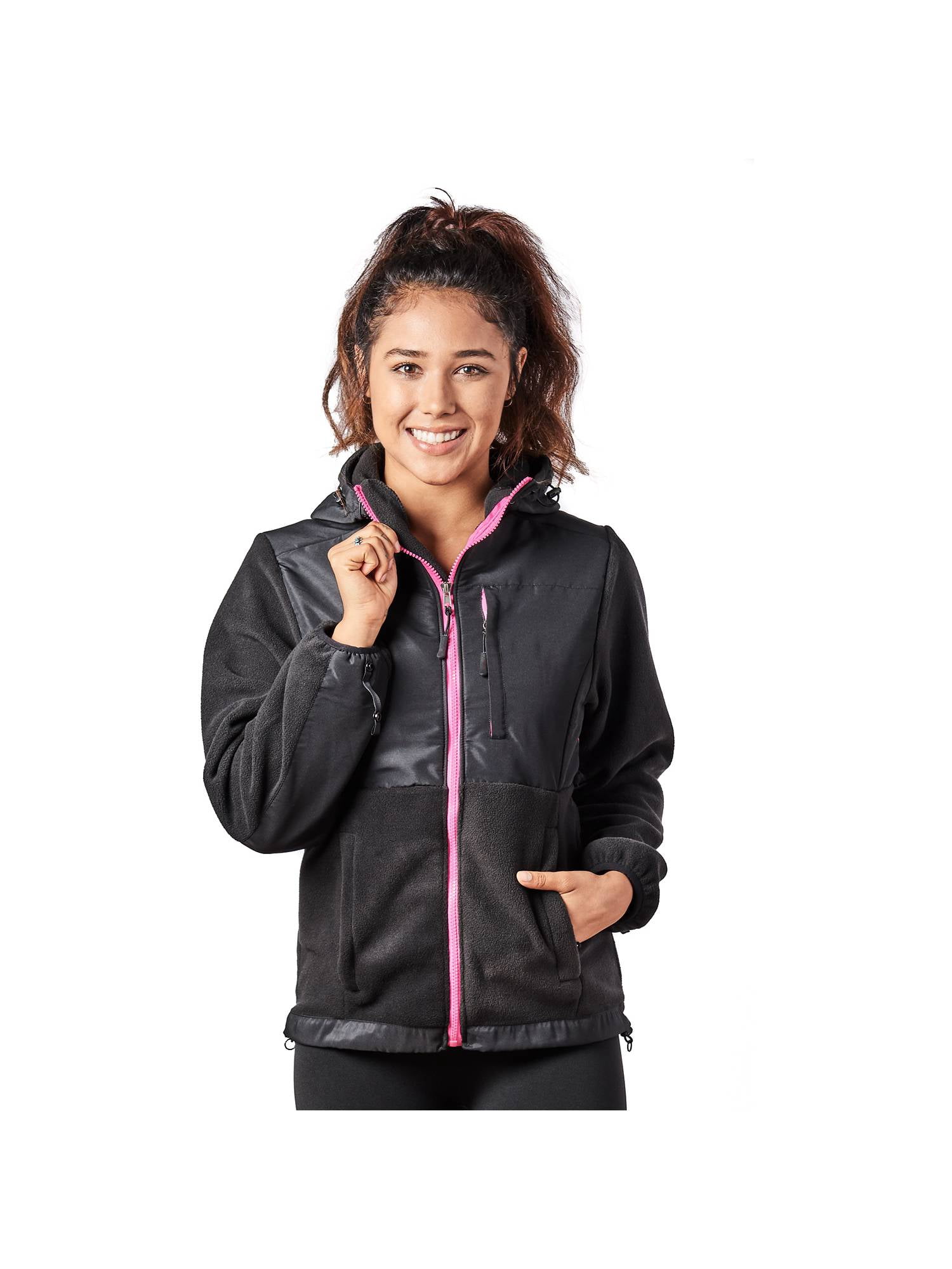 Alta Women's Two-Tone Full-Zip Fleece Jacket - Black/Pink - Medium