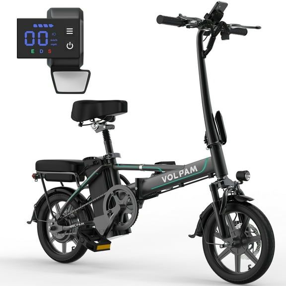 Electric Bike, 14" E-Bikes for Adults, 500W Electric Commuter Bicycle 48V 10.4 Ah Removable Battery, Max Speed 20Mph, Green