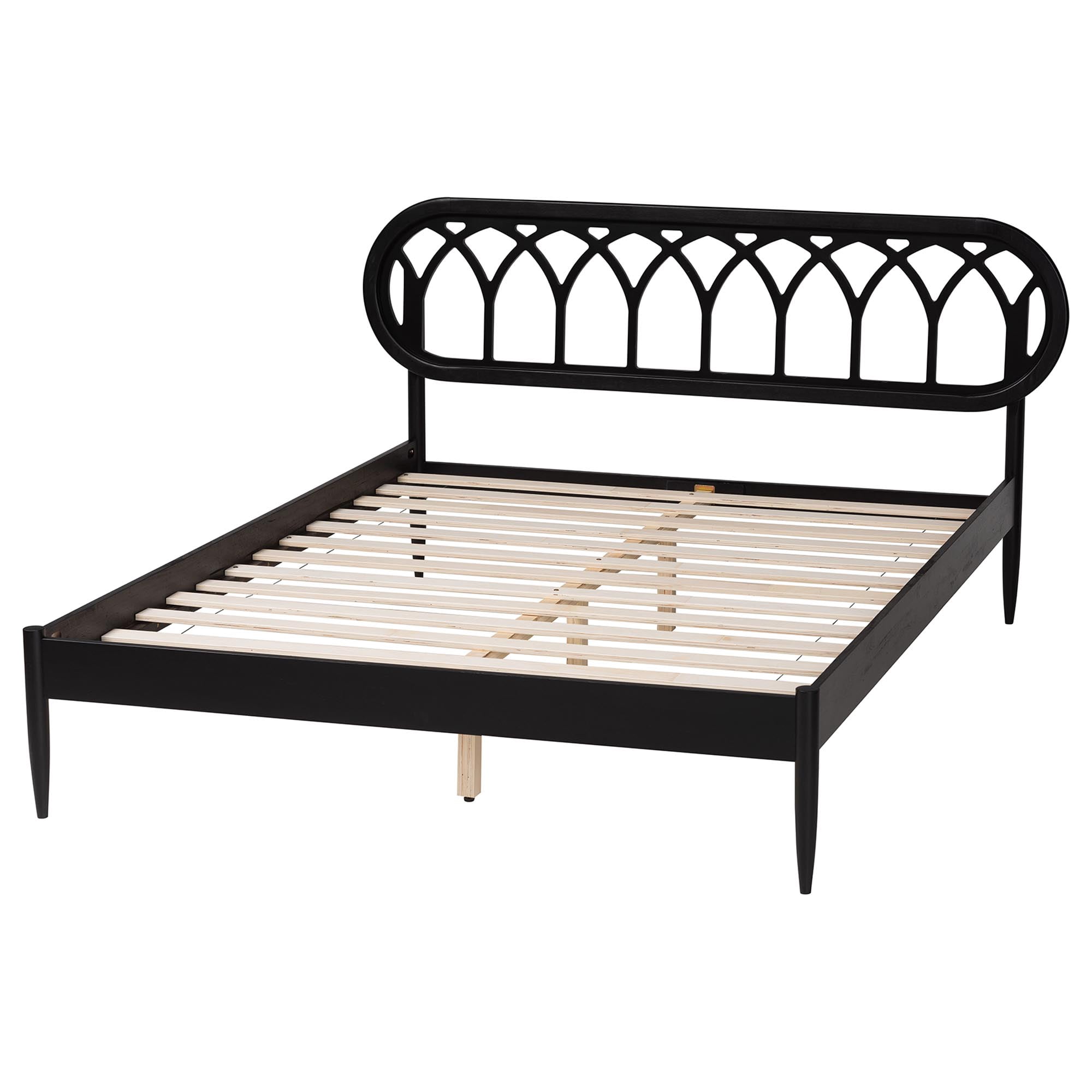 Baxton Studio Florica Art-Deco Platform Bed, Queen, Black