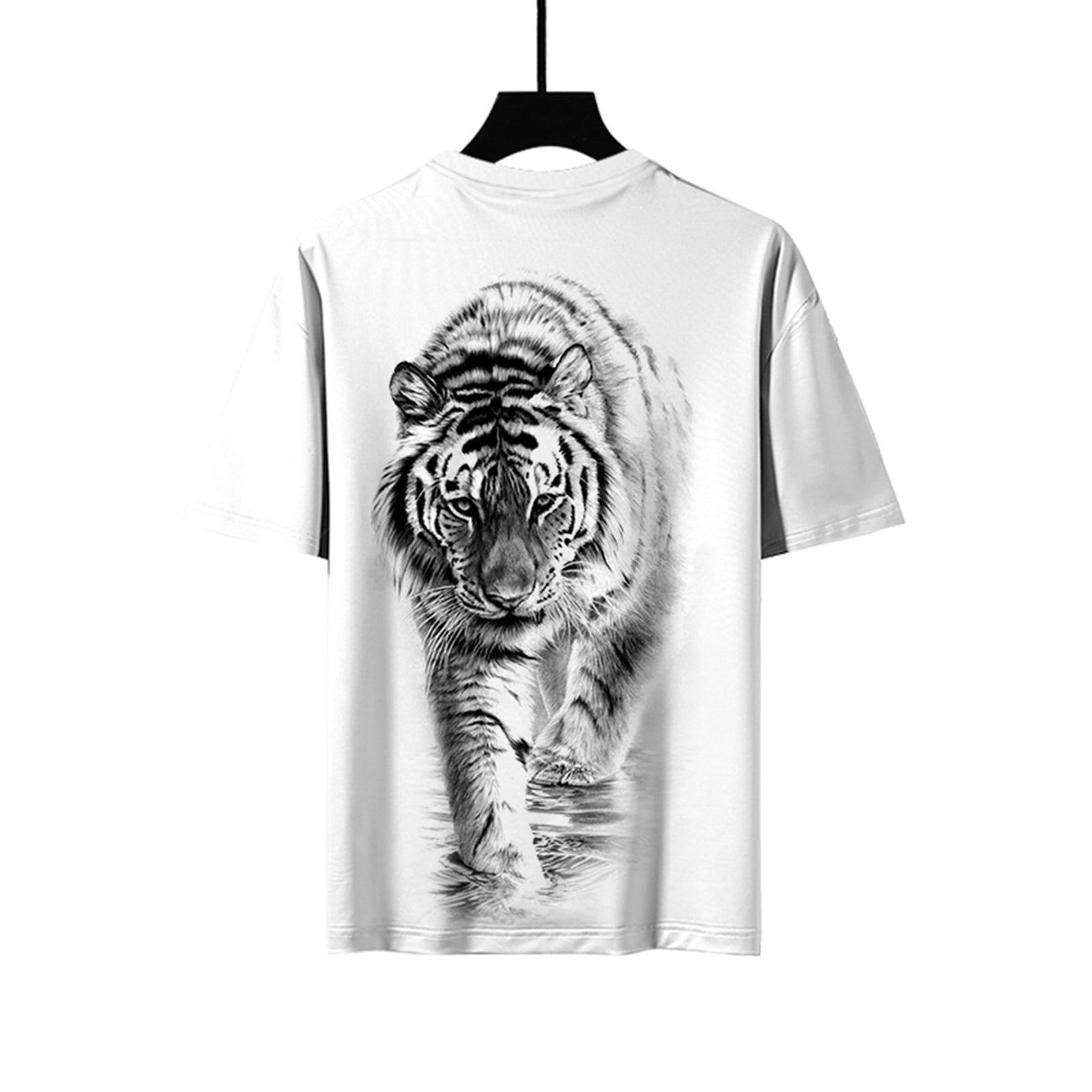 Men's Graphic T-Shirt 3D Tiger Animal Printed Short Sleeve