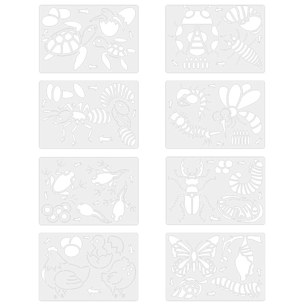 Painting Stencils, 0 Basic Painting Artifact 8 Pcs Glossy Curved Edges  Small Stencils For DIY Painting For Children