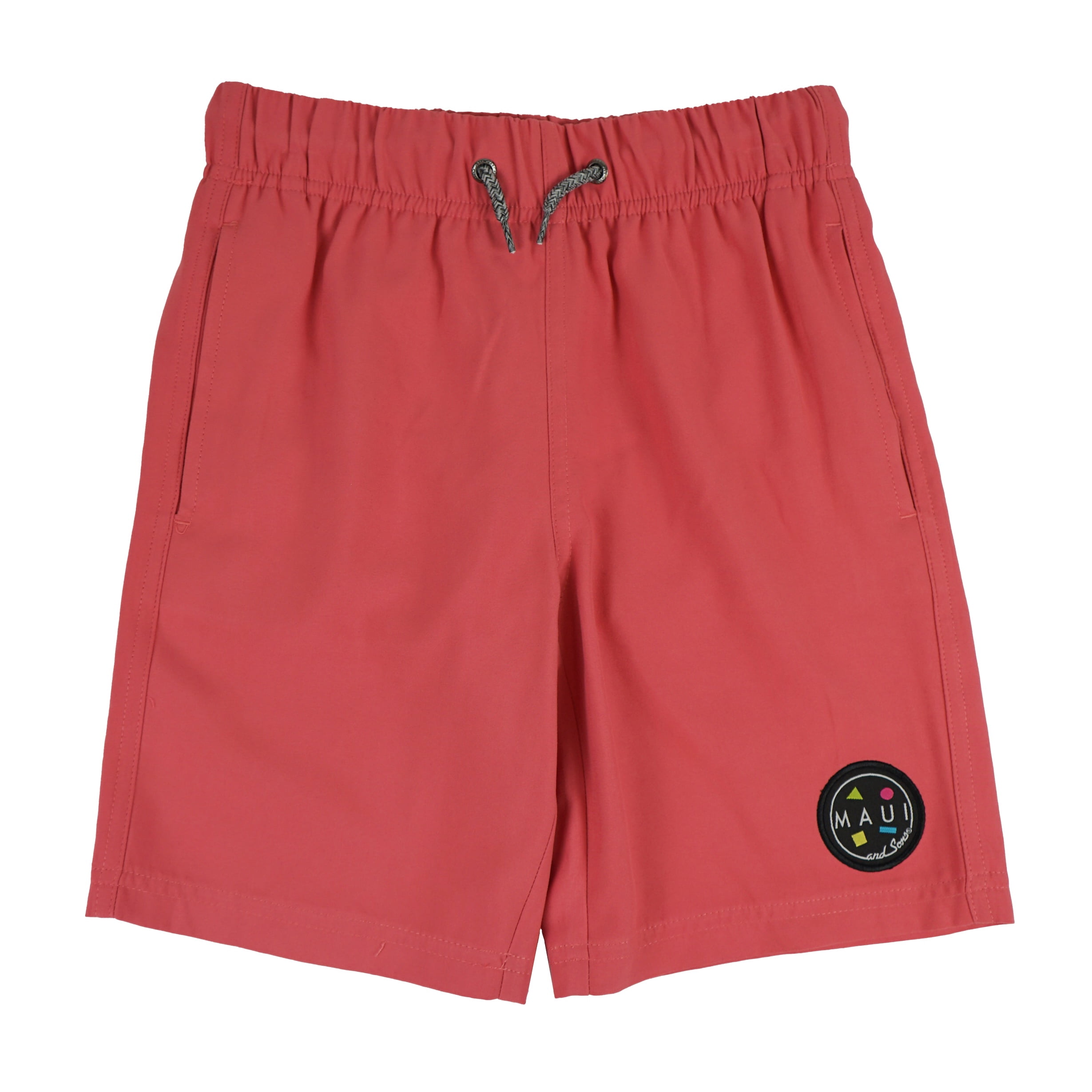 Maui and Sons Deep Coral Boy's Swim Trunks Classic Quick Drying Pool Shorts Inspired by California Surf Culture & Designed for Everyday Comfort