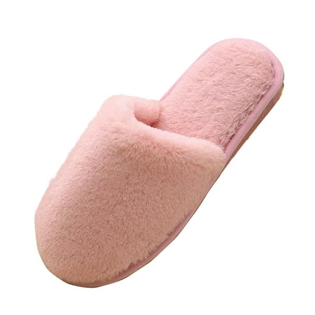 

CYMMPU Women s Slippers Women s Fuzzy Slippers Plush Cozy Slides Soft Warm House Shoes Casual Solid Wrapped Toe Slippers