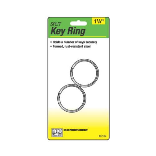 Split Key Ring, 1-1/4", Tempered Steel Hy-Ko Products Key Storage KC107