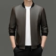 thumbnail image 2 of Chaqueta de cuero genuino para hombre, estilo coreano, corta, ajustada, con cuello de béisbol, informal, de moda, para otoño y primavera, 2 of 4