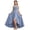 Blue-A, variant on Solid Color Square Neck Ruched Bodice High-Low Maxi Dress Spaghetti Strap A Line Dress for Party Evening and Formal Events, for 5-14Y