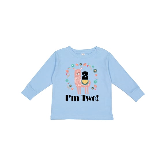 Inktastic 2nd Birthday Llama for Girl Girls Long Sleeve Toddler T-Shirt