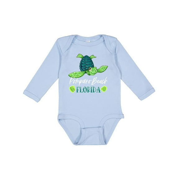 Inktastic Pompano Beach, Florida Happy Sea Turtle Boys or Girls Long Sleeve Baby Bodysuit