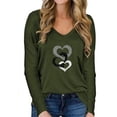 thumbnail image 2 of Love Heart Print T Shirt Women Funny Valentine's Day V Neck Tee Shirt Love Heart Graphic Long Sleeve Tops Gifts, 2 of 5