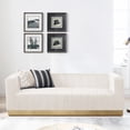 thumbnail image 3 of Better Home Products Foxy Velvet Sofa with Gleaming Gold Steel Base in Blue, Fully Assembled (Cream), 3 of 9