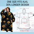 thumbnail image 4 of Oversized Wearable Blanket Hoodie,Black Yellow Green Stem Sunflower Pattern Sherpa Blanket Hoodie with Super Pockets,Super Warm Fuzzy Pullover for Women & Men, 4 of 6