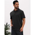 thumbnail image 4 of DARING DIVA Men's Jacquard Short Sleeve Button Down Collared Polo Shirts S Black, 4 of 7