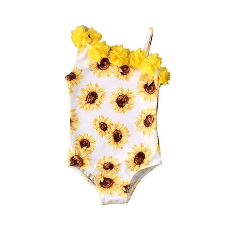 

Meihuid Baby Girl Sunflower One Piece Swimsuits Quick Dry Beach Swimwear Bathing Suit