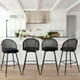 thumbnail image 3 of ANMINY Swivel Rattan Bar Stools, 29" Counter Height Set of 4, Upholstered Chairs Barstools with Full Back and Metal Legs Modern Boucle Fabric Seat for Home Kitchen Island, 3 of 10