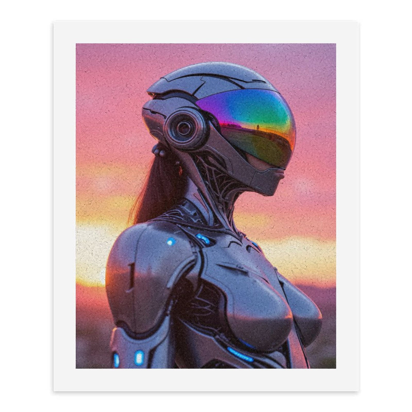 Paint By Numbers Kit for Adults Beginner - DIY Futuristic Robot Sunset Visor Canvas Painting Kits for Adults, Frameless Paint By Number for Adults for Home Wall Decor 16x20 Inch