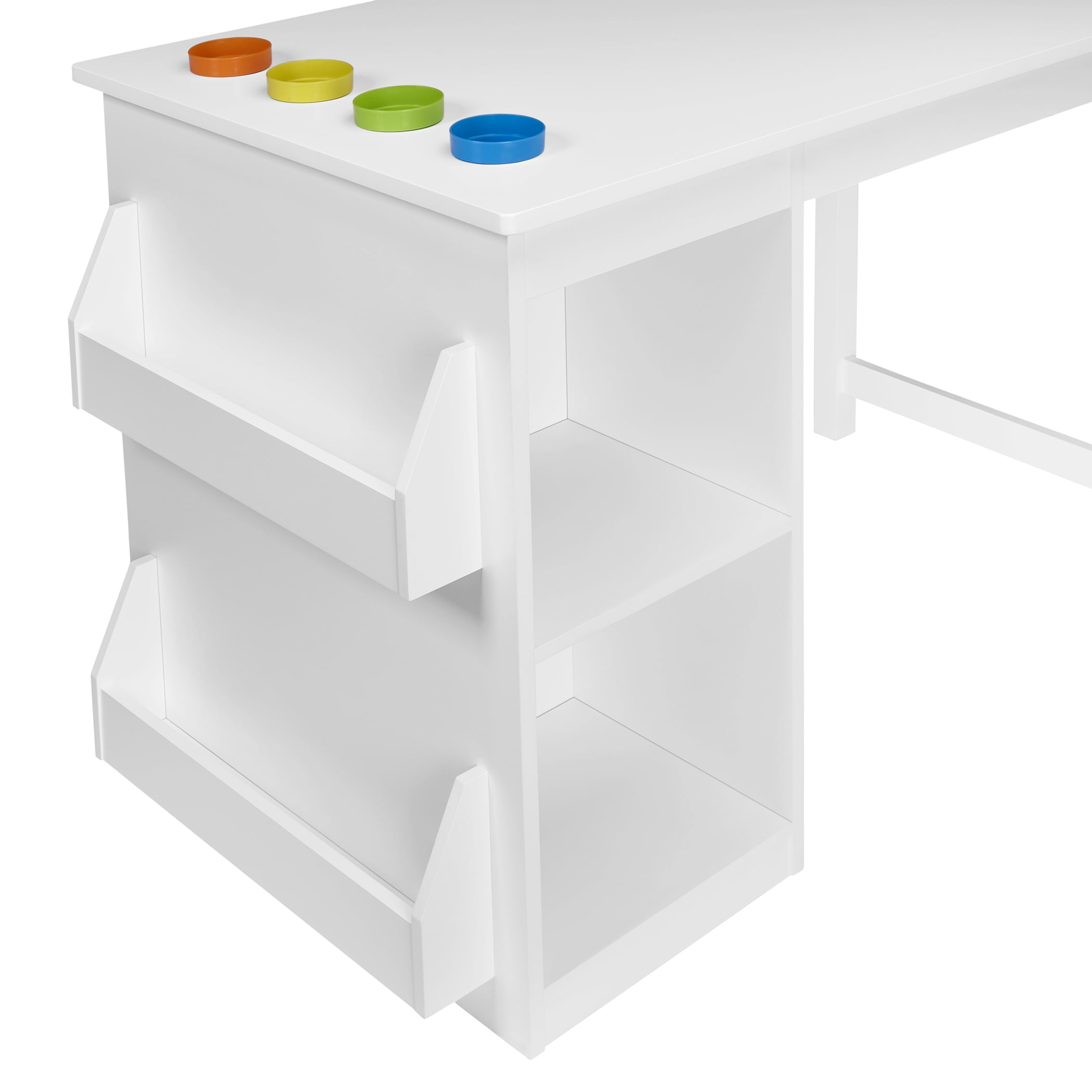 RiverRidge Kids Playroom Art Activity Table with 2 Cubbies, 2 Bookracks, and 2 Gray Bins