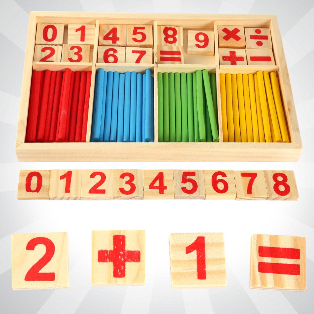 Wooden Number Counting Sticks Math Game Rods Educational Toys Intelligence D 