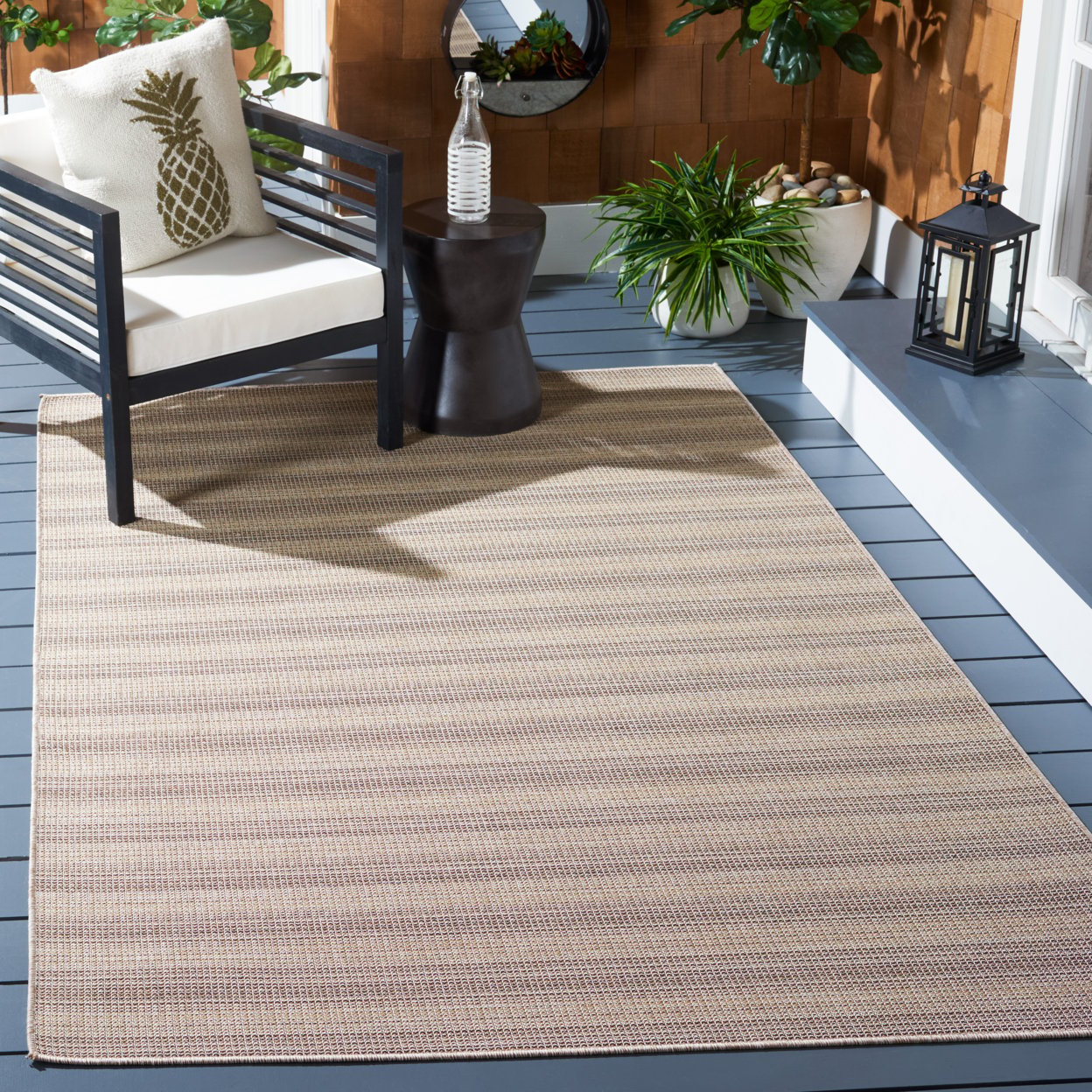 thumbnail image 2 of SAFAVIEH Hampton Duana Striped Indoor/Outdoor Area Rug, Brown/Multi, 6'5" x 6'5" Square, 2 of 10