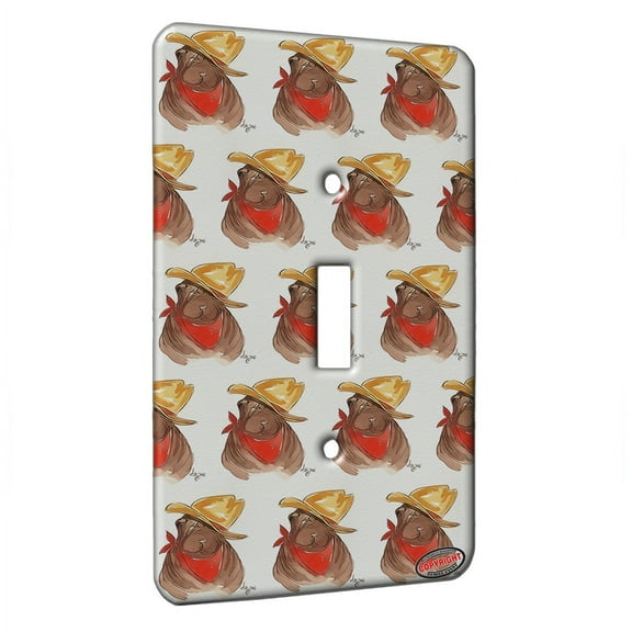 KuzmarK™ Single Gang Toggle Switch Wall Plate - Cow Pei Chocolate Chinese Shar Pei Dog Modern Art by Denise Every