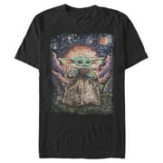 Men's Star Wars: The Mandalorian The Child Starry Night Graphic Tee Black Medium