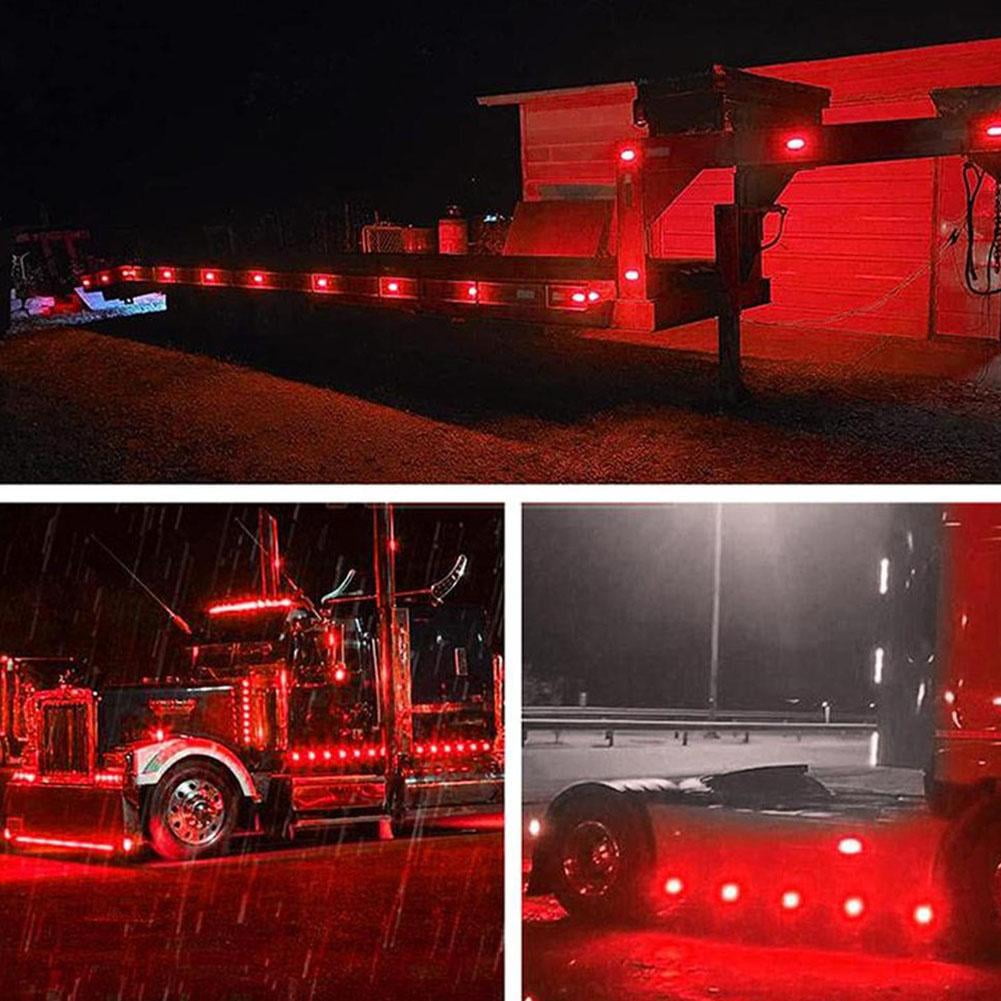 5 PCS LED Watermelon Lights for Semi Trucks, Side Marker Indicator Lamp & Bezel Stop Turn Signal Light, Durable Outline Design for Motor Vehicles