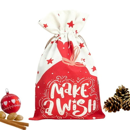 

Younar Drawstring Christmas Gift Bags Santa Wish Rudolf Christmas Drawstring Gift Bags Present Wrapping Bags for Apples Candy Bread Cookies Snacks Popcorn way