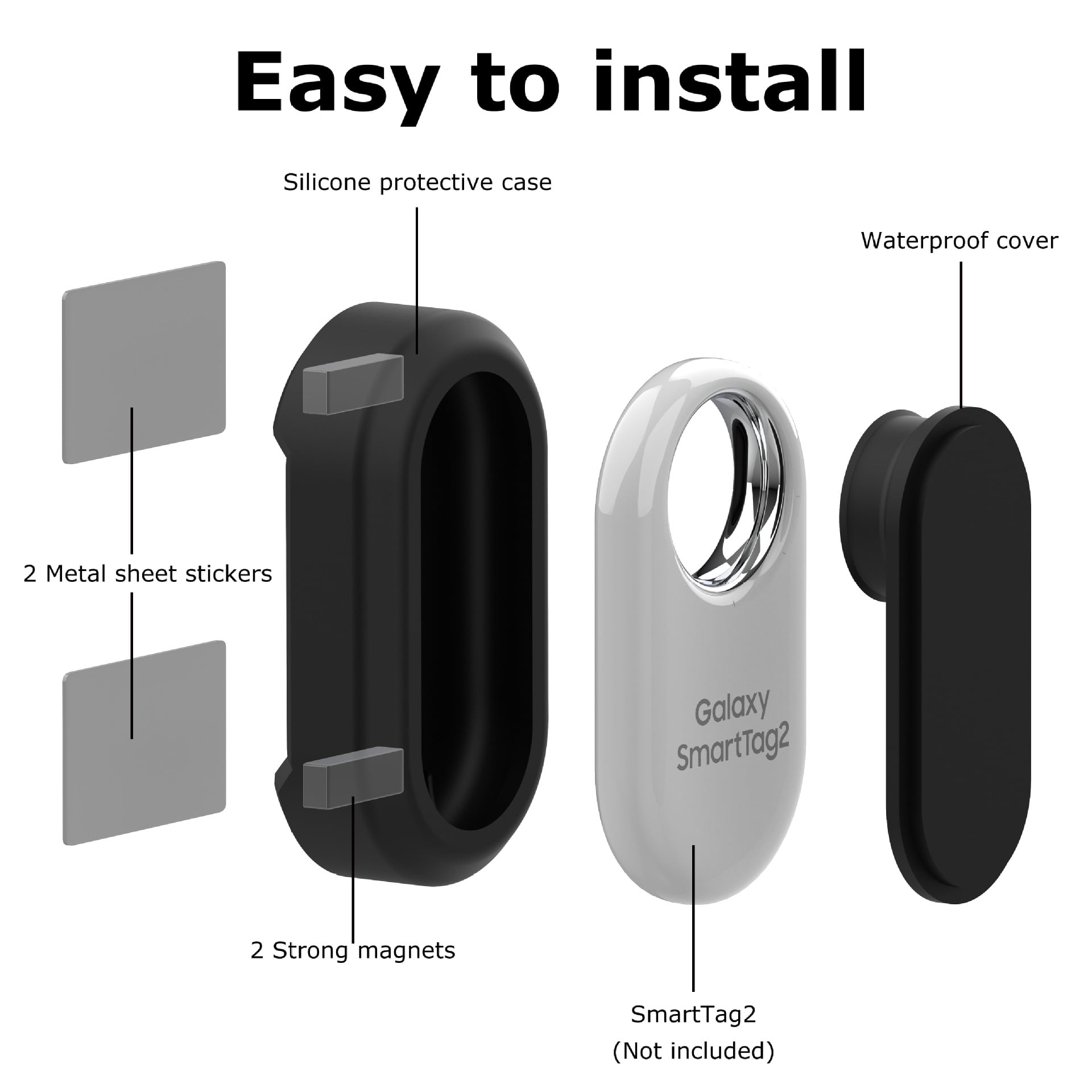 LEIPUMART 4 Pack Magnetic SmartTag2 Case, IP68 Waterproof Silicone ...