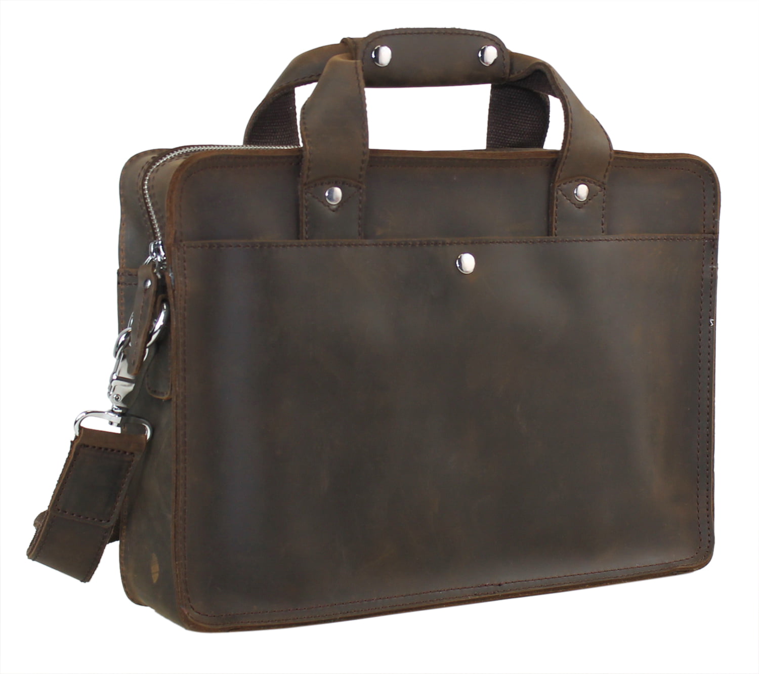Fit MacBook Pro 17 - Heavy 7 lb LB01.DB Vintage Full Grain Leather 18 Extra Large Pro Leather Briefcase Laptop Bag