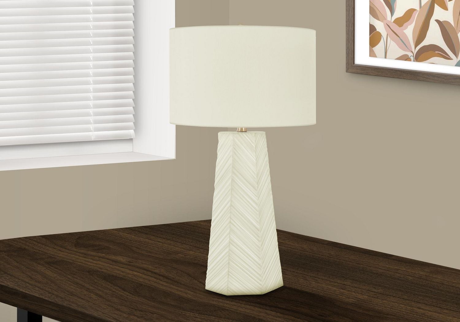 Monarch Specialties Lighting, 29"h, Table Lamp, White Ceramic, Ivory / Cream Shade, Contemporary