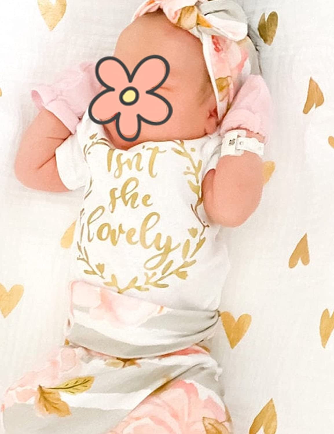 Newborn Baby Girl Clothes Im New Here Infant Newborn Outfit Cute Toddler Baby Girl Outfits 3PC Set 0-3 Months