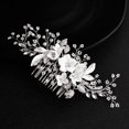 thumbnail image 4 of Flores de boda Enredadera para el cabello Perla nupcial Diadema de boda Joyas para el cabello nupcial Accesorios para el cabello para mujeres y niñas (Plata), 4 of 5
